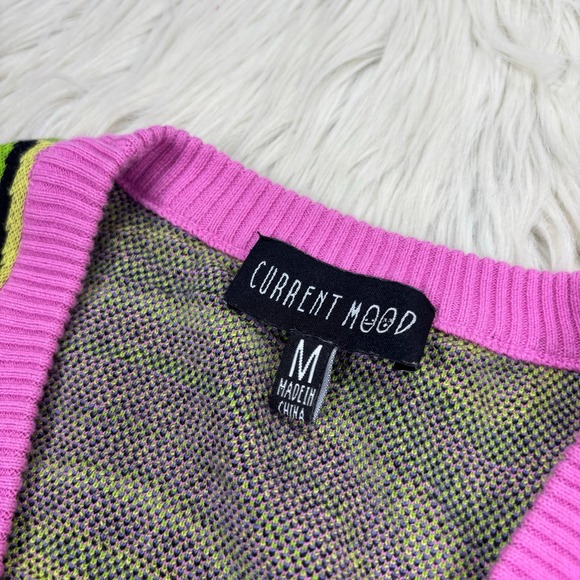 Current Mood Women's M Oil Slick Acid Trip Button Cardigan E-Girl Urban Artsy - Picture 3 of 6